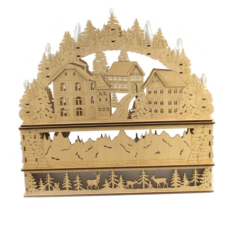 Christmas 17.25" Led Laser Cut 3  Level Town Village Train Woods  -  Decorative Figurines