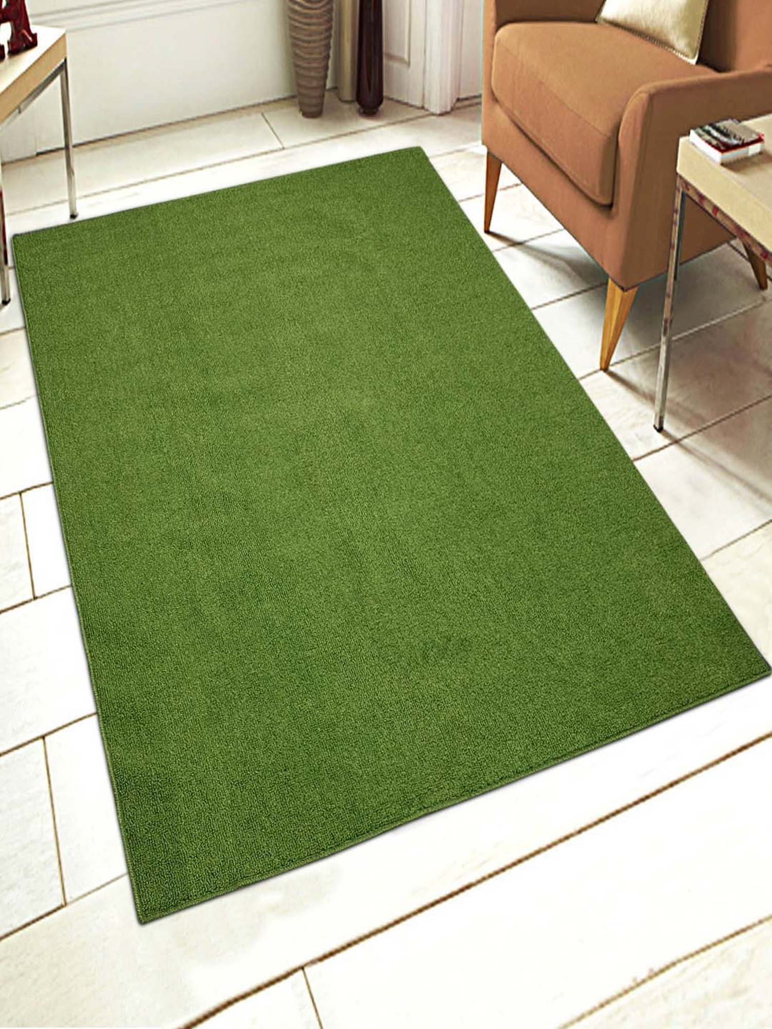 Saral Home Modern Green Polypropylene Carpet - Set of 1