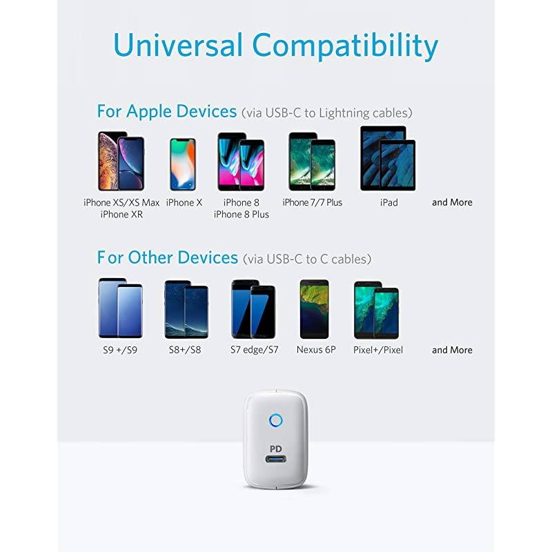 iPhone Charger,  18W USB C Fast Charger with 3ft Powerline II USB-C to Lightning Cable [MFi Certified], PowerPort PD 1 Type C Charger Adapter for iPhone 11/Pro/XS/Max/XR/X/Plus/iPad Pro and More