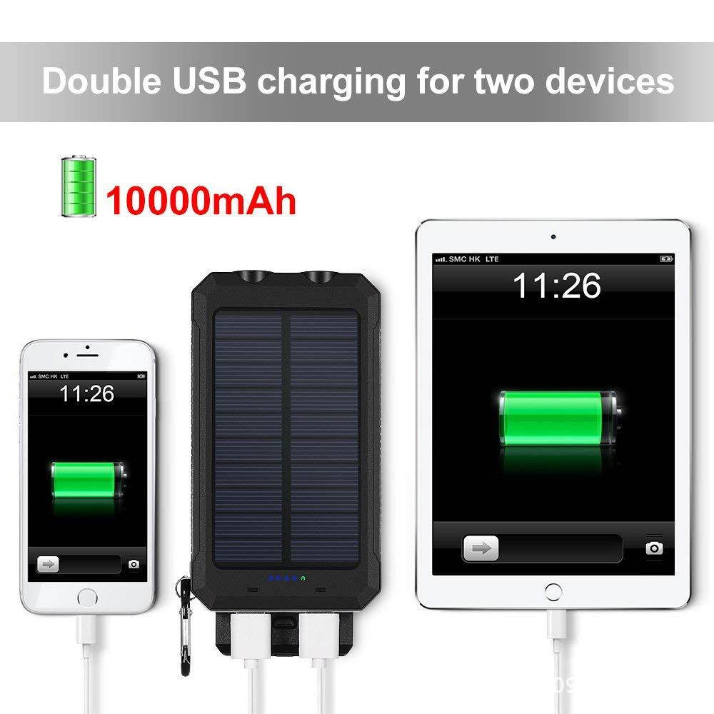 2021 the Lastest 10000mAh Solar Waterproof Power Bank With Dual USB SOS LED FlashLights Battery Pack For All Type Phones