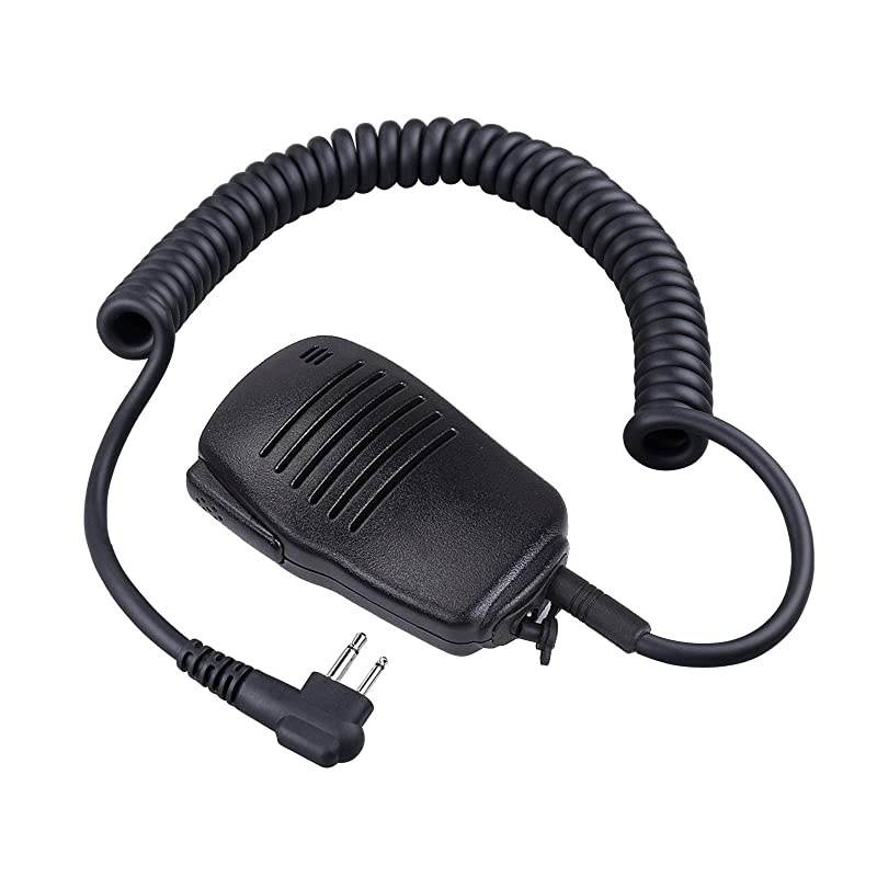 Walkie Talkie Speaker Mic 2Pin Shoulder Mic with External 35mm Earpiece Jack Compatible with Motorola TwoWay Radios