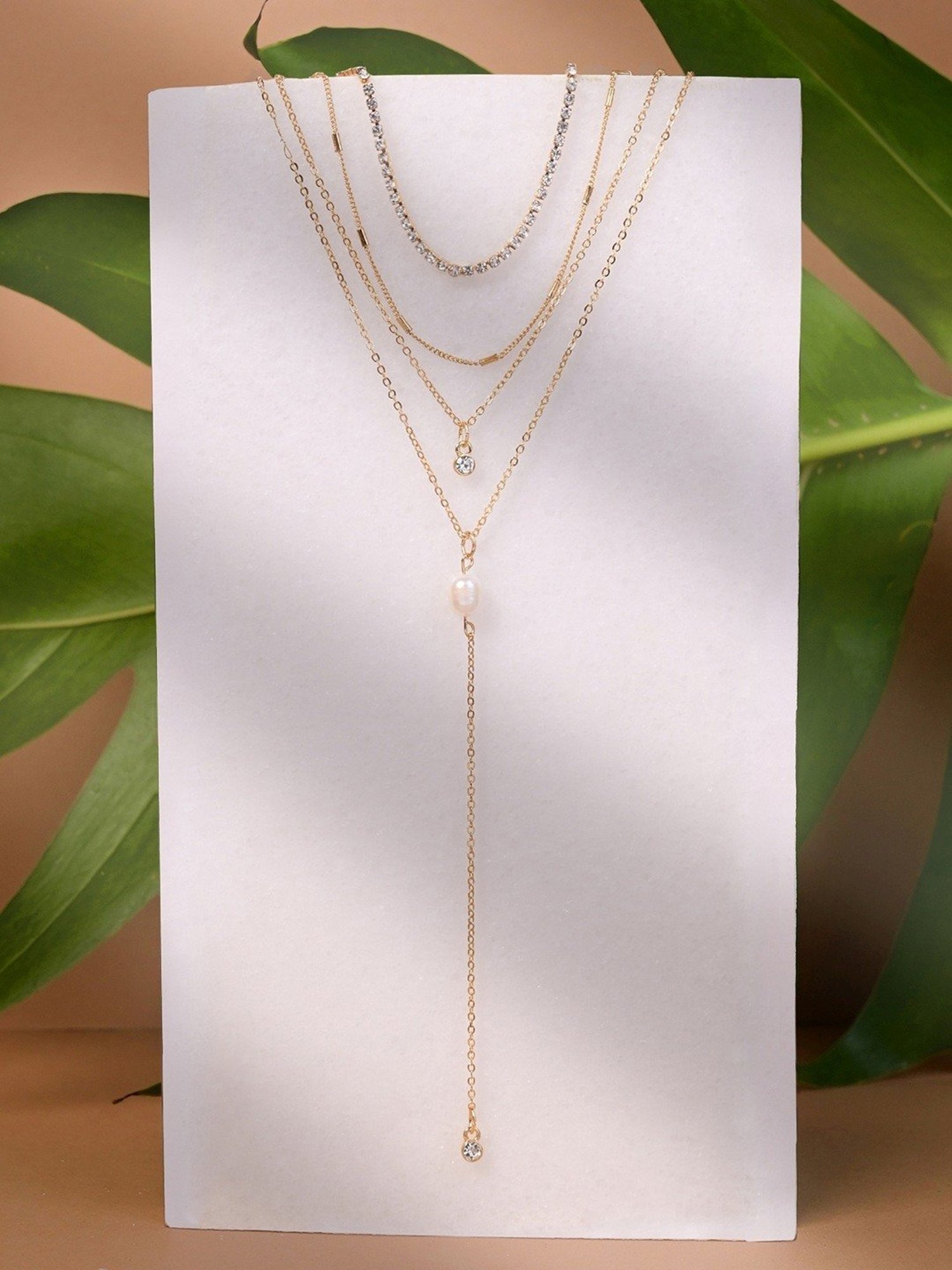 Accessorize London Gold Layered Pearly Necklace