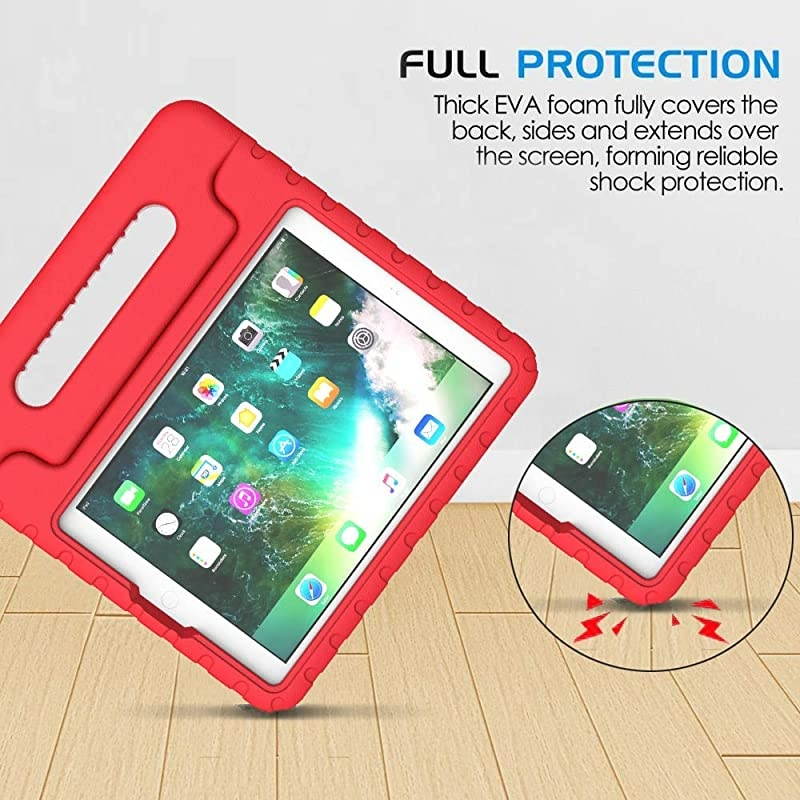Kids Case for iPad 97 20172018 iPad Air 2 Light Weight Shock Proof Convertible Handle Stand Friendly Kids Case for 97inch iPad 5th 6th Gen iPad Air 1 iPad Air 2 Red