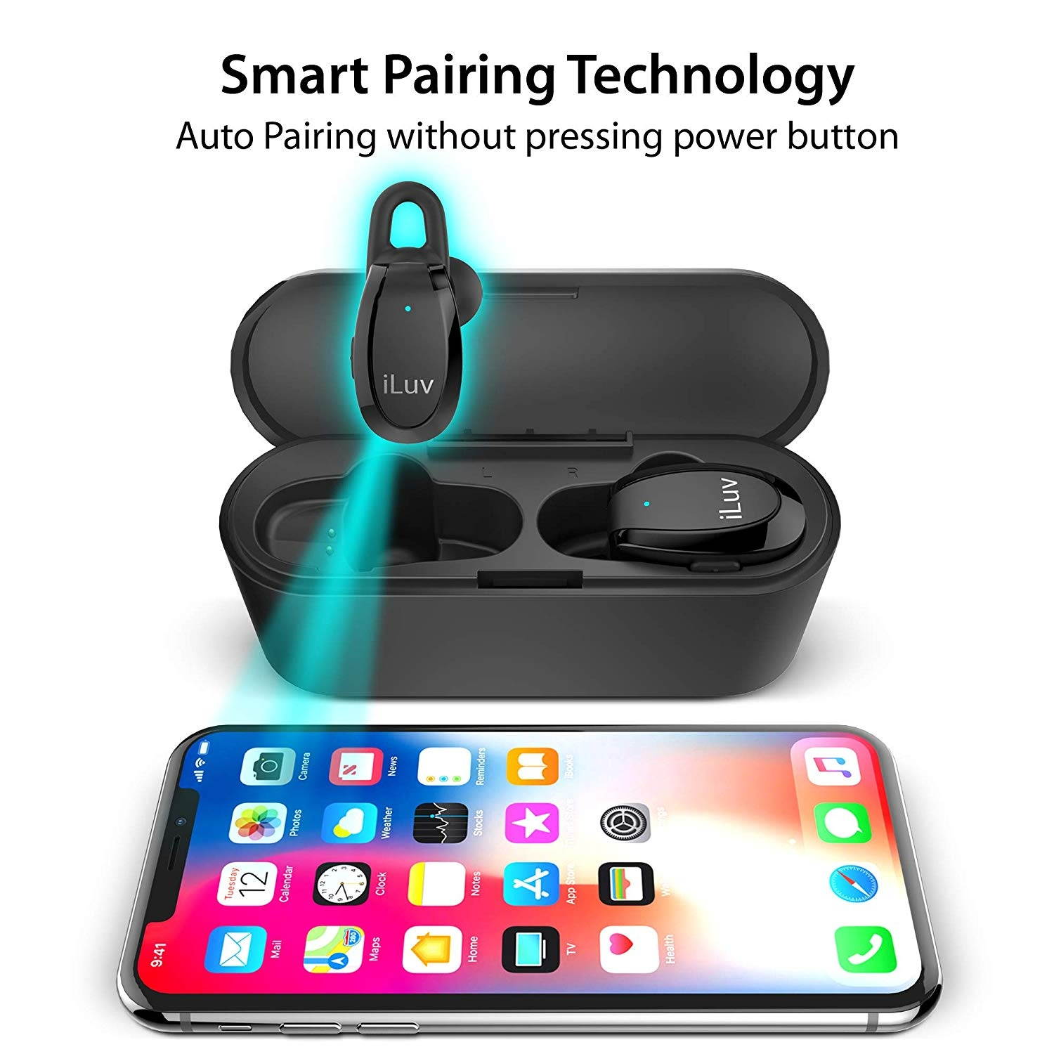 iLuv TrueBTAir True Wireless Stereo In-Ear Earbuds with Charging Case - Black