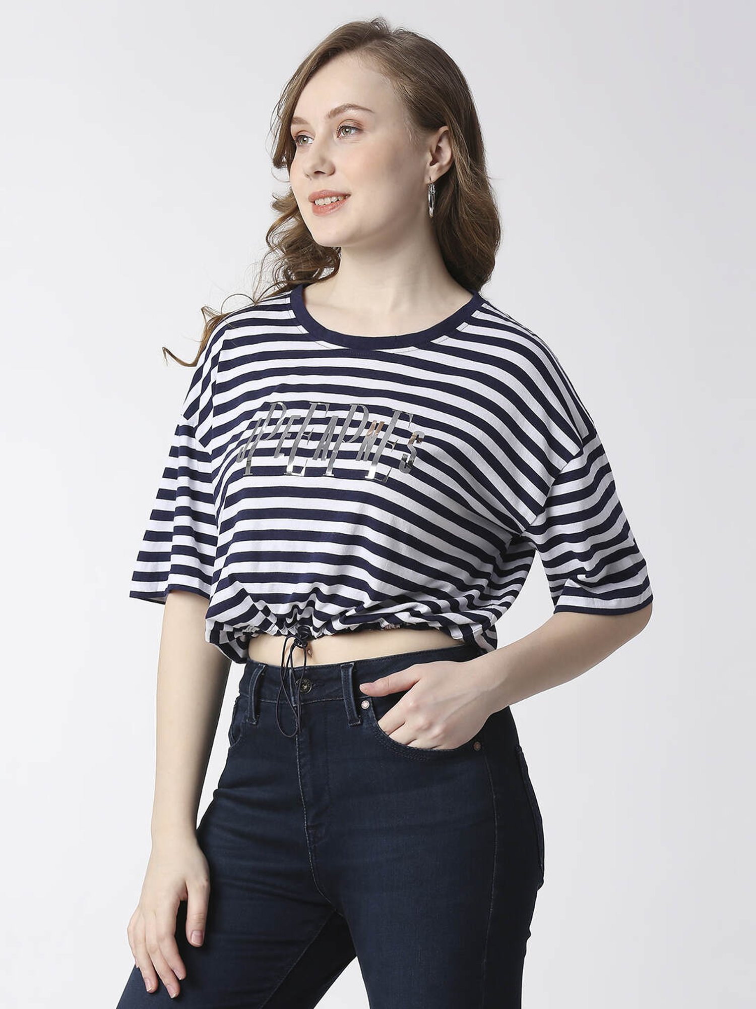 Pepe Jeans Navy Cotton Striped T-Shirt