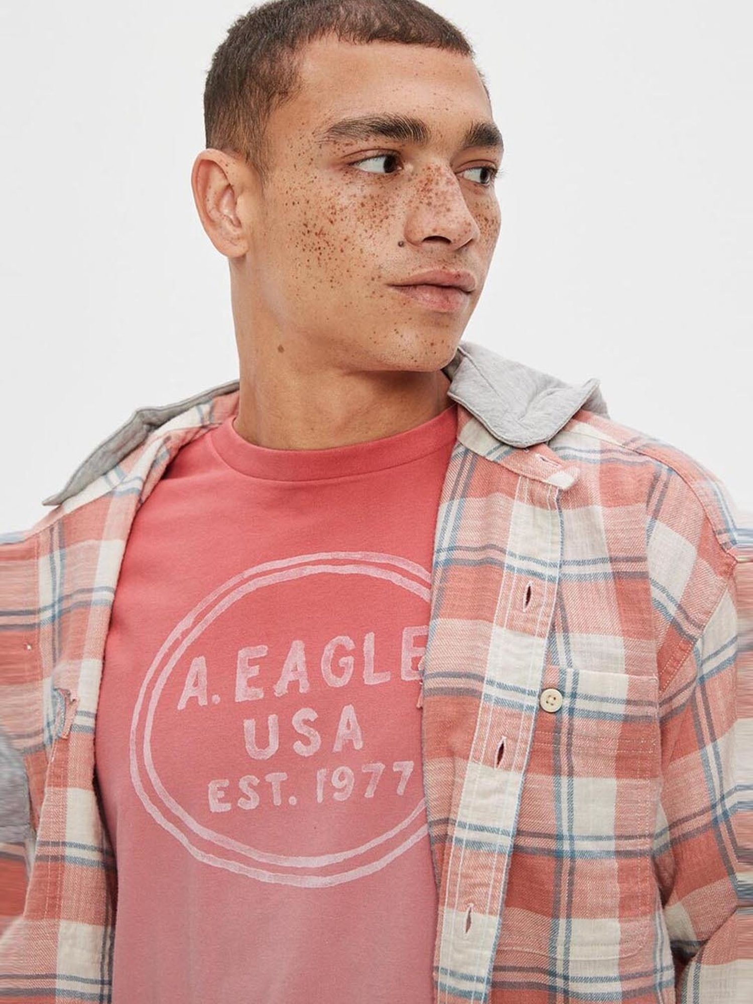 American Eagle Outfitters Red Cotton Regular Fit Printed T-Shirt