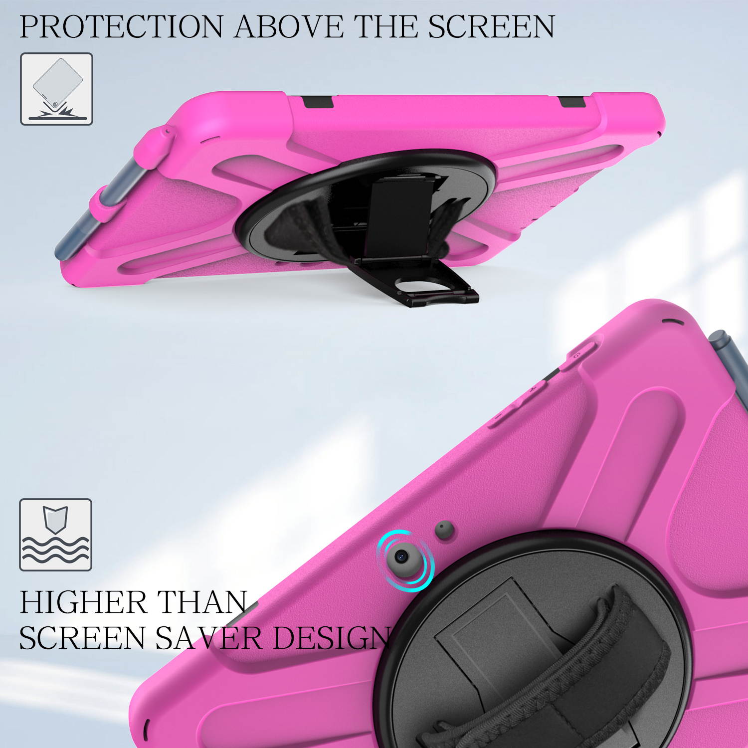 Case for Microsoft Surface Go 2 10.5 inch 2020 / Surface Go 10 inch 2018 with with Pen Holder, Hand Strap & Shoulder Strap Shockproof Protective Stand Cover