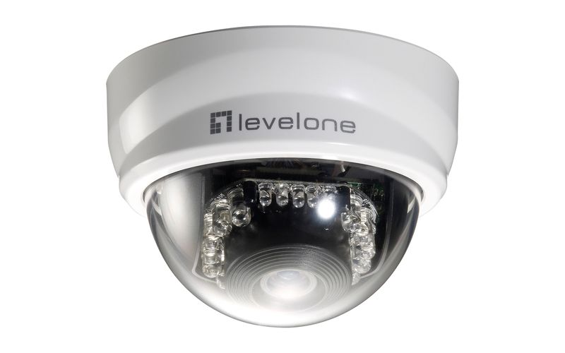 LevelOne H.264 2-Mega Pixel FCS-4101 10/100 Mbps P/T PoE Mini Dome Network Camera w/IR - 1920X1080 HD RES, PoE, H.264, MPEG-4, MJPEG