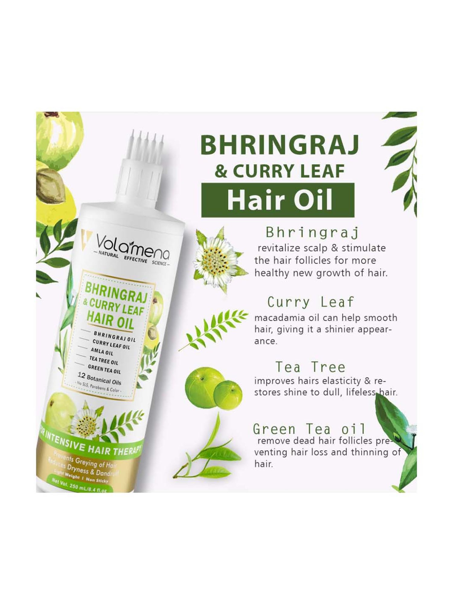 Volamena Bhringraj & Curry Leaf Hair Oil - 250 ml