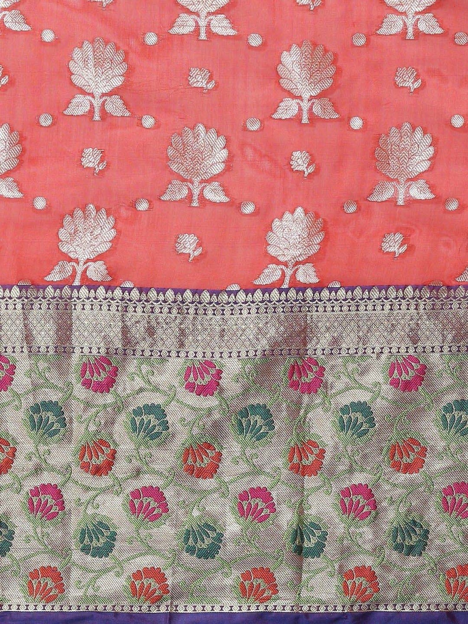 Silk Land Red Woven Saree With Unstitched Blouse