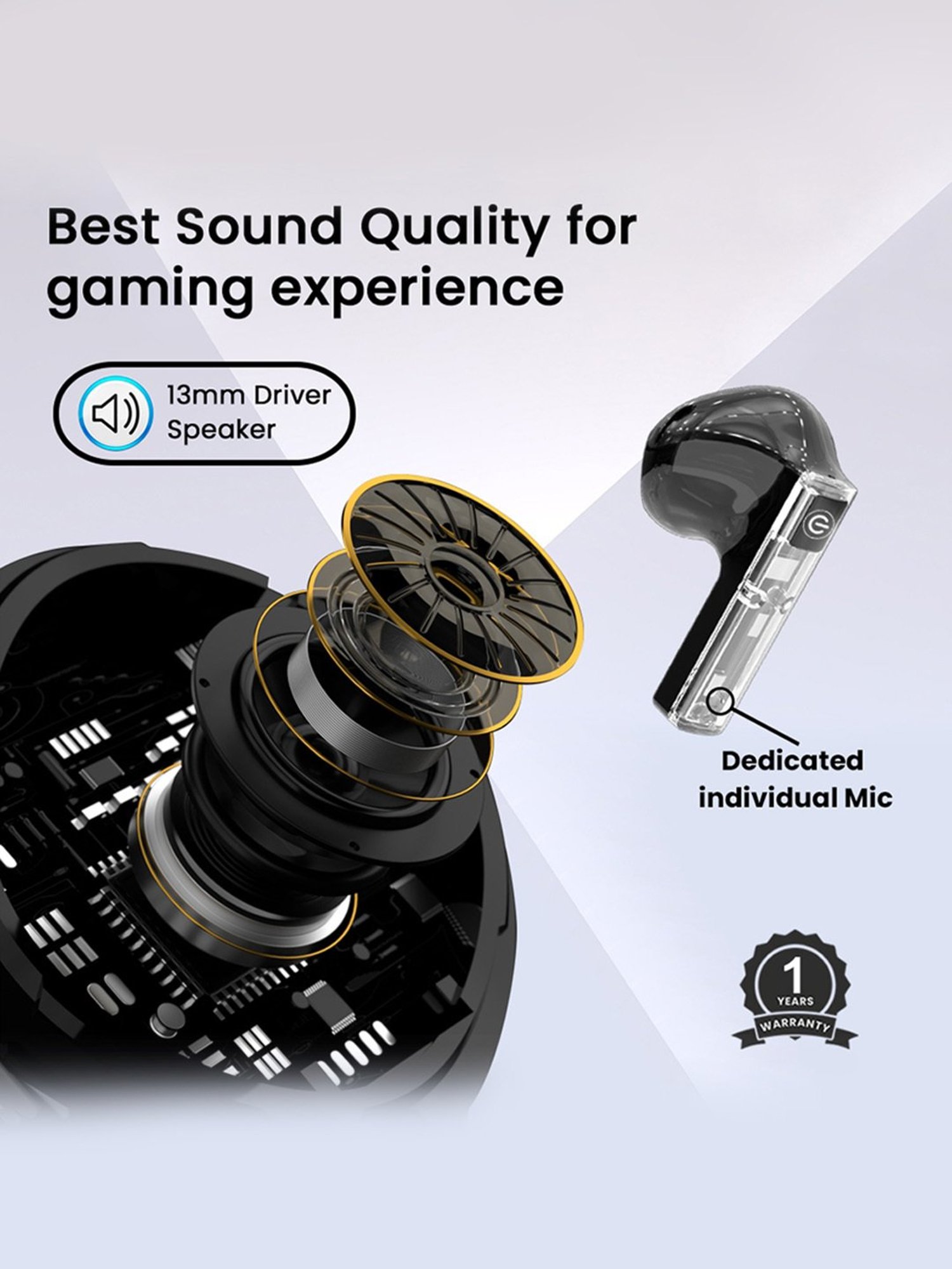 EVM ENBUDS TWS Bluetooth Earbuds with Standby Time Upto 100Hrs, BT V5.3 (Black)