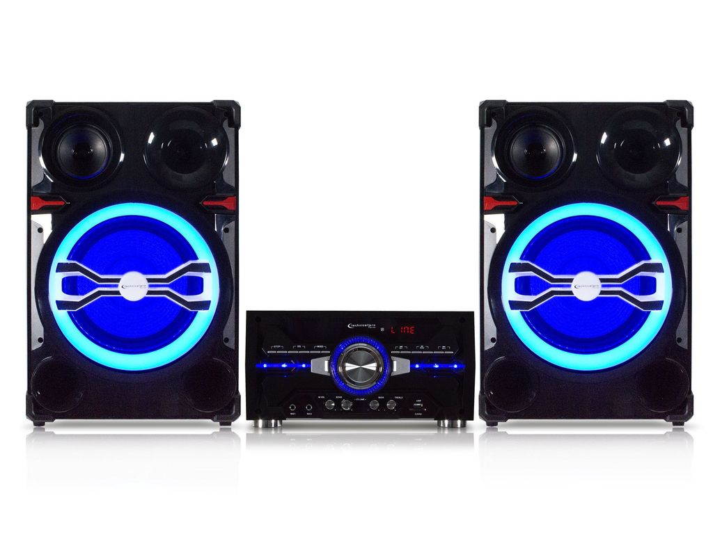Technical Pro MS1000BT 10" Bluetooth LED Home Entertainment Speaker System withFitted out with an amplifier, two satellite speakers, a remote control, & a wireless microphone