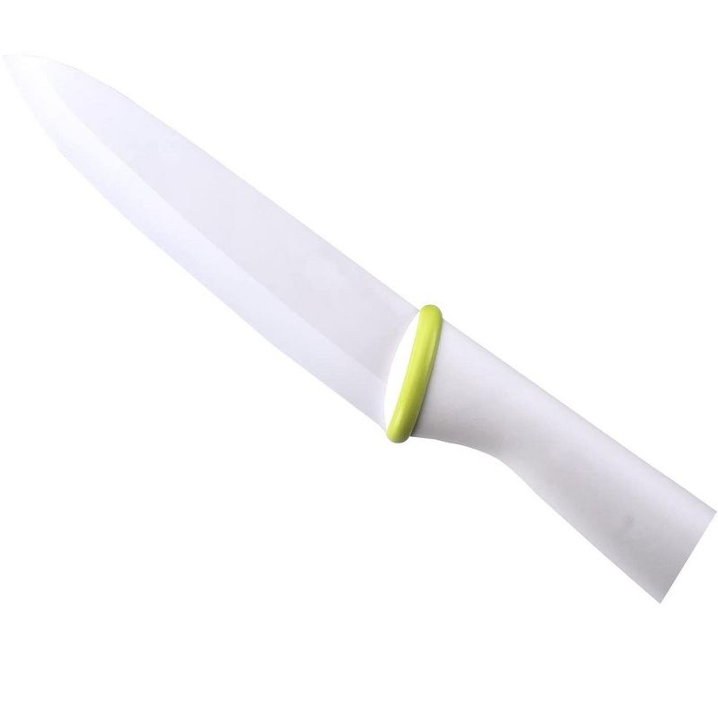 T-Fal Zen 84211 Ergonomic Sharp Ceramic 6 Inch Kitchen Chefs Santoku Knife with Protective Sheath and Ergonomic Grip, White