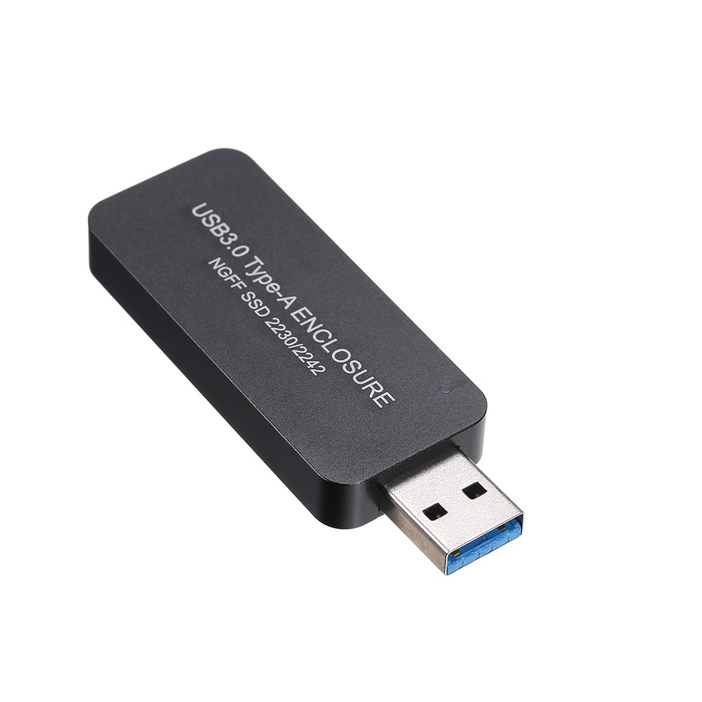 M.2 NGFF SSD 2230/2242 USB3.0 Type-A Enclosure SATA SSD Portable and High Speed Transfer (Black)