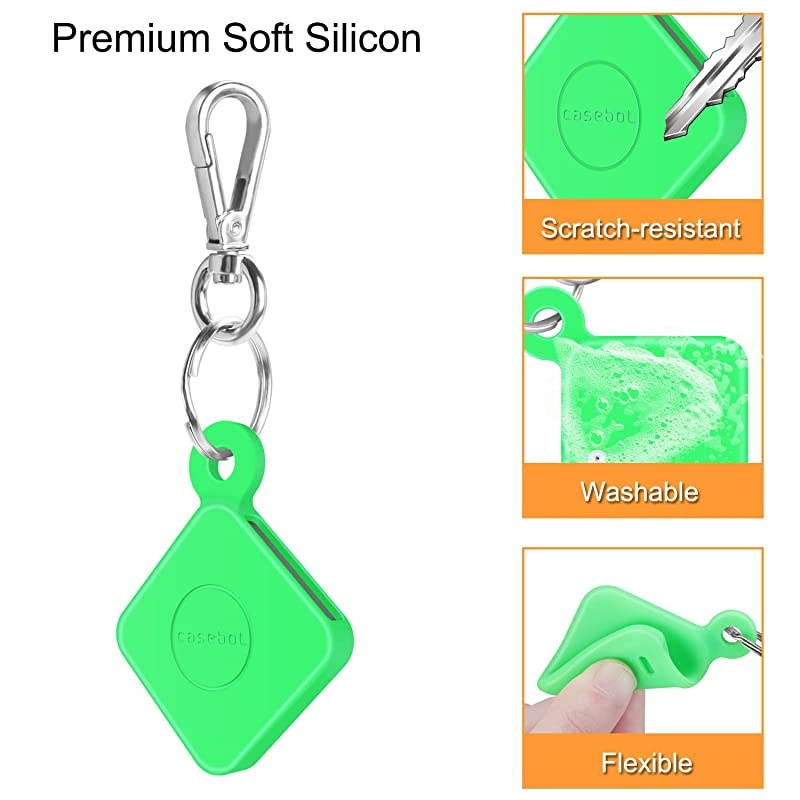 2 Pack  Silicone Case with Carabiner Keychain for Tile Mate 2020 amp 2018 AntiScratch Lightweight Soft Protective Sleeve Skin Cover GreenGlow