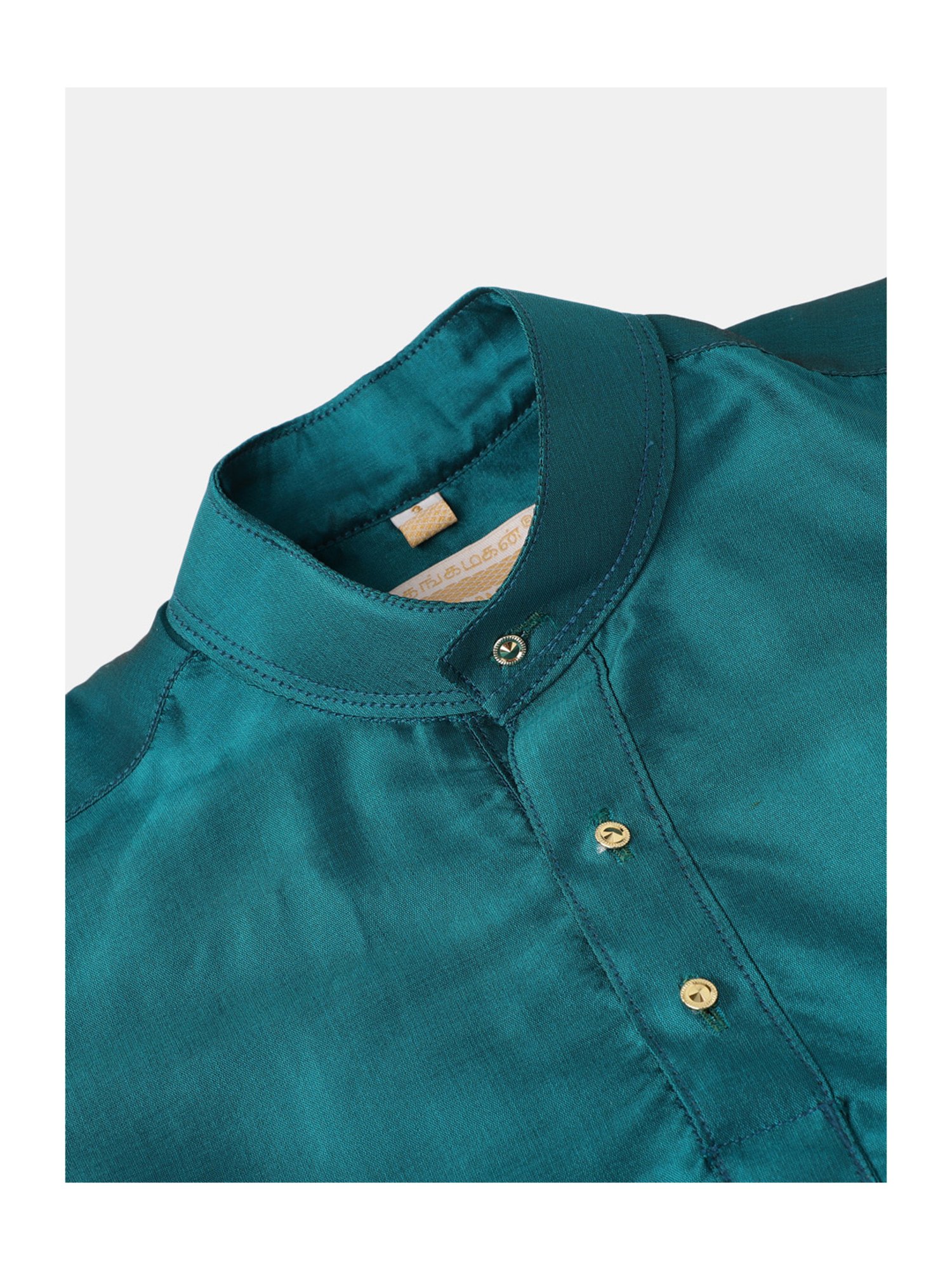 THANGAMAGAN Kids Sea Green Solid Full Sleeves Kurta