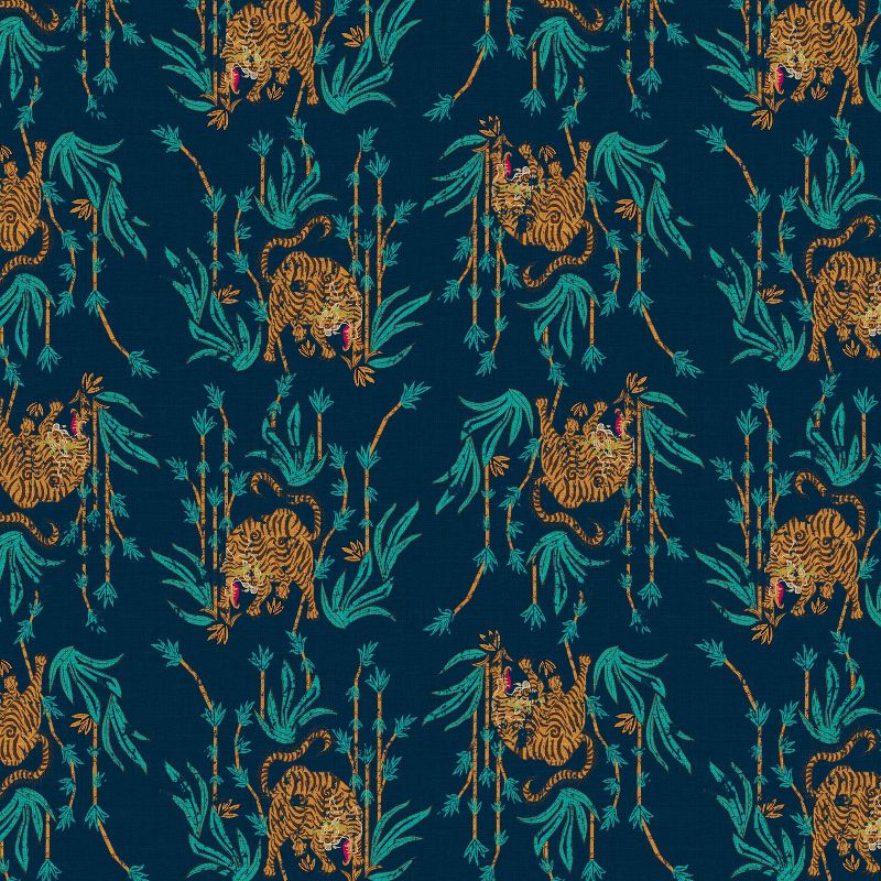 Tiger Bamboo Polyester Square Pillow Navy - Skyline Furniture