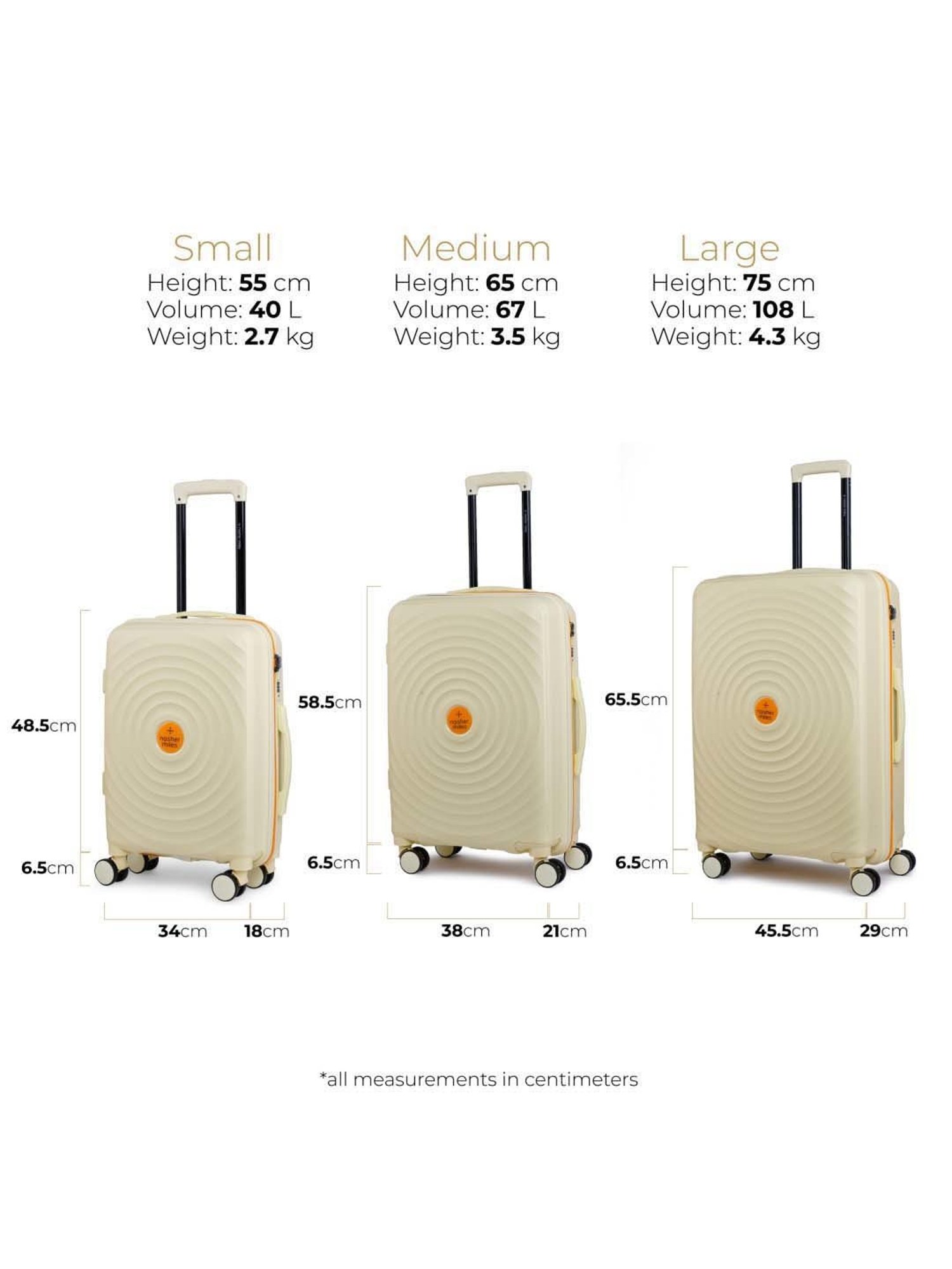 Nasher Miles Goa Hard-sided Polypropylene Cabin Cream Yellow Orange 20 inch|55cm Trolley bag