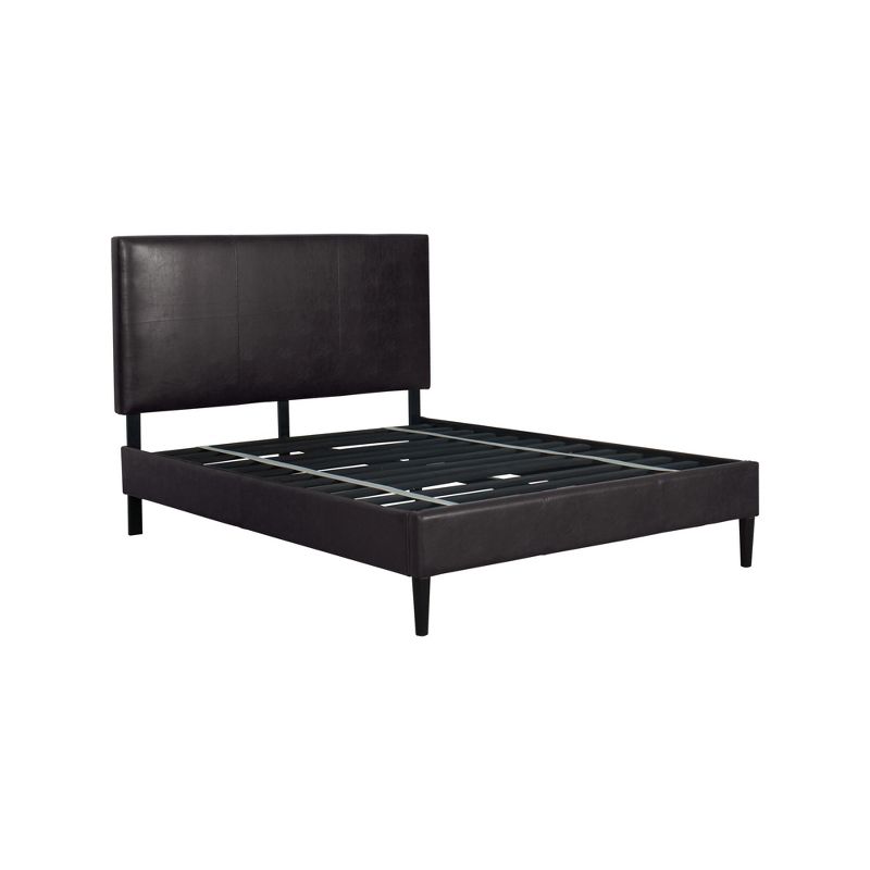 Queen Complete Bed Faux Leather Brown - HomePop