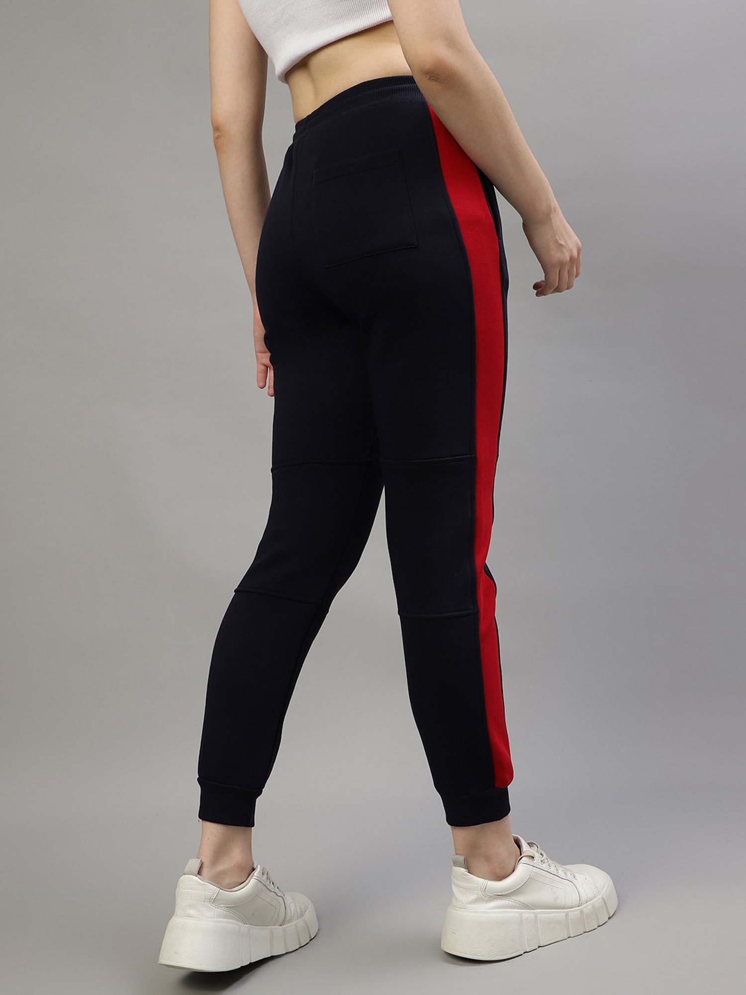 Iconic Women Colourblocked Regular Fit Cotton Trousers