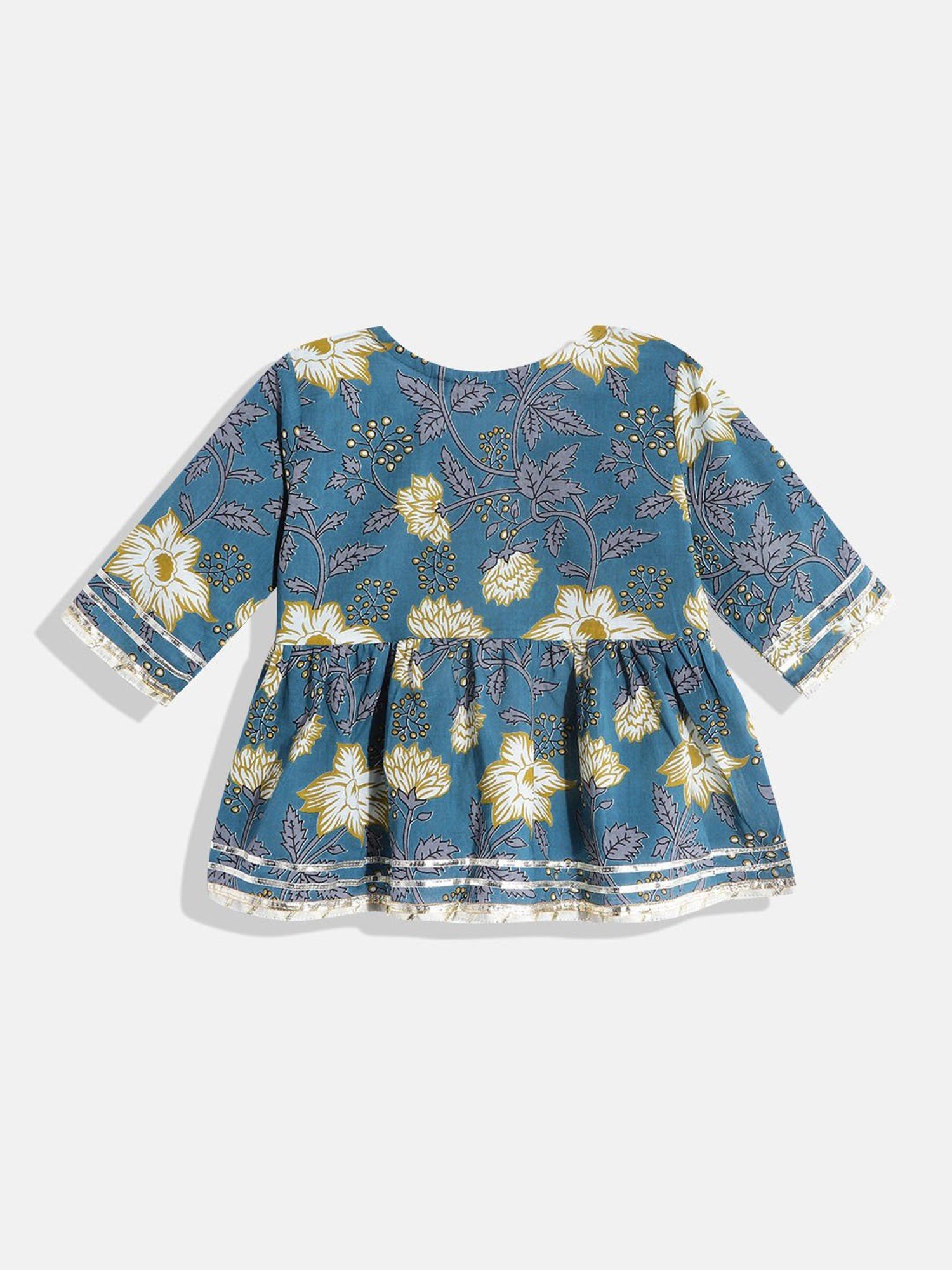 READIPRINT FASHIONS Kids Blue Floral Print Top with Sharara