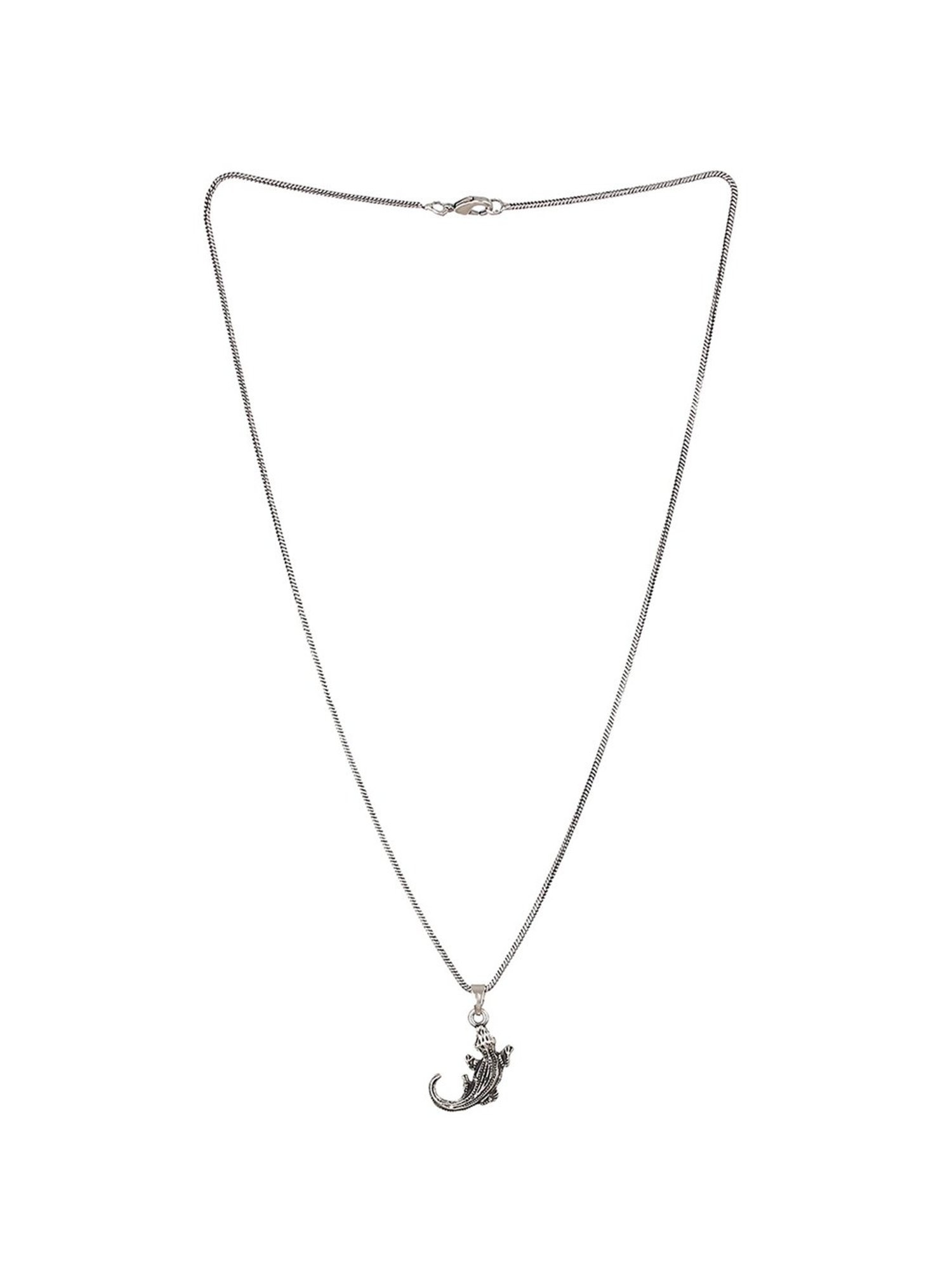 Bold by Priyaasi Crawling Lizard Black Casual Pendant With Chain for Men