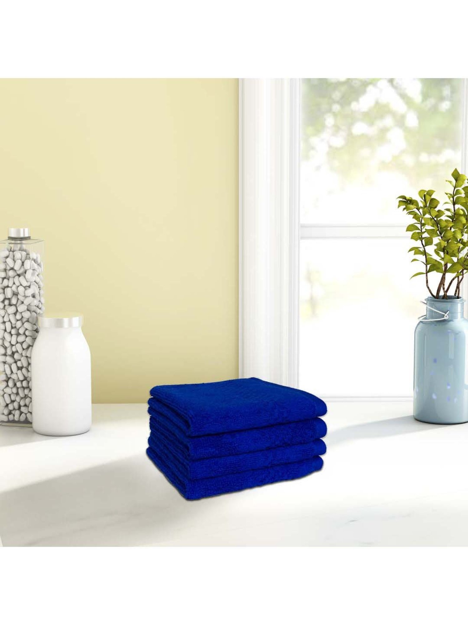 Spaces Swift Dry Blue Cotton 450 GSM Face Towels - Set of 4