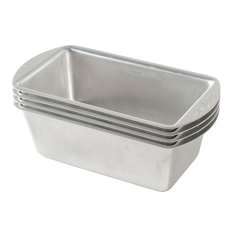 Nordic Ware Natural Aluminum Commercial Mini Loaf Pans, Four 2-Cup Pans