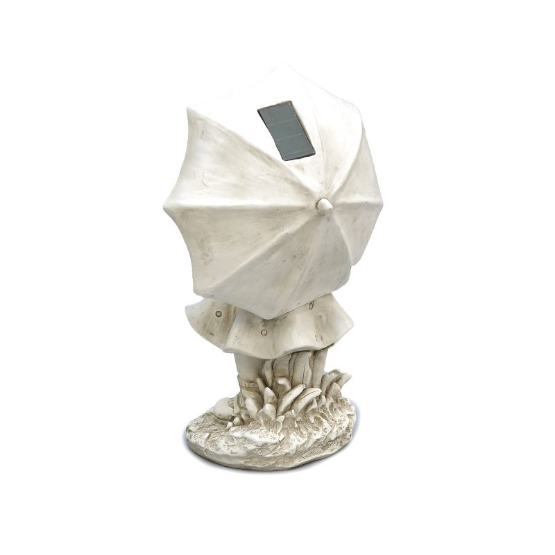 Lakeside Stone Little Girl Garden Statue with Solar Lighted Umbrella