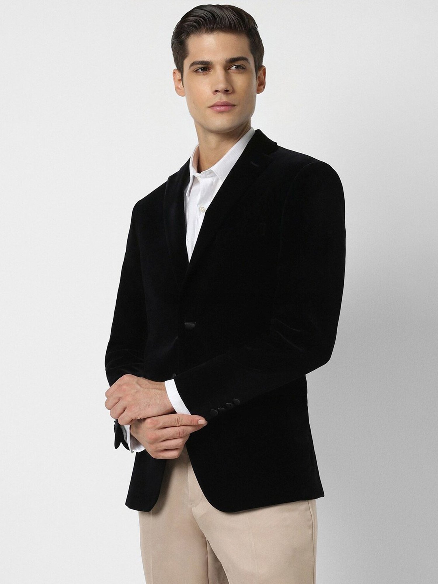 Peter England Black Slim Fit Blazer