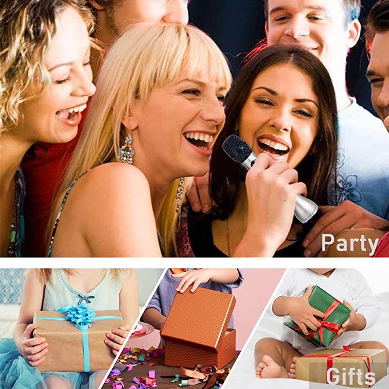 JM01 Karaoke Microphone Protable Wireless Bluetooth Microphone Speaker Singing Machine with Marvelous Echo Effect for BirthdayChristmas Gold