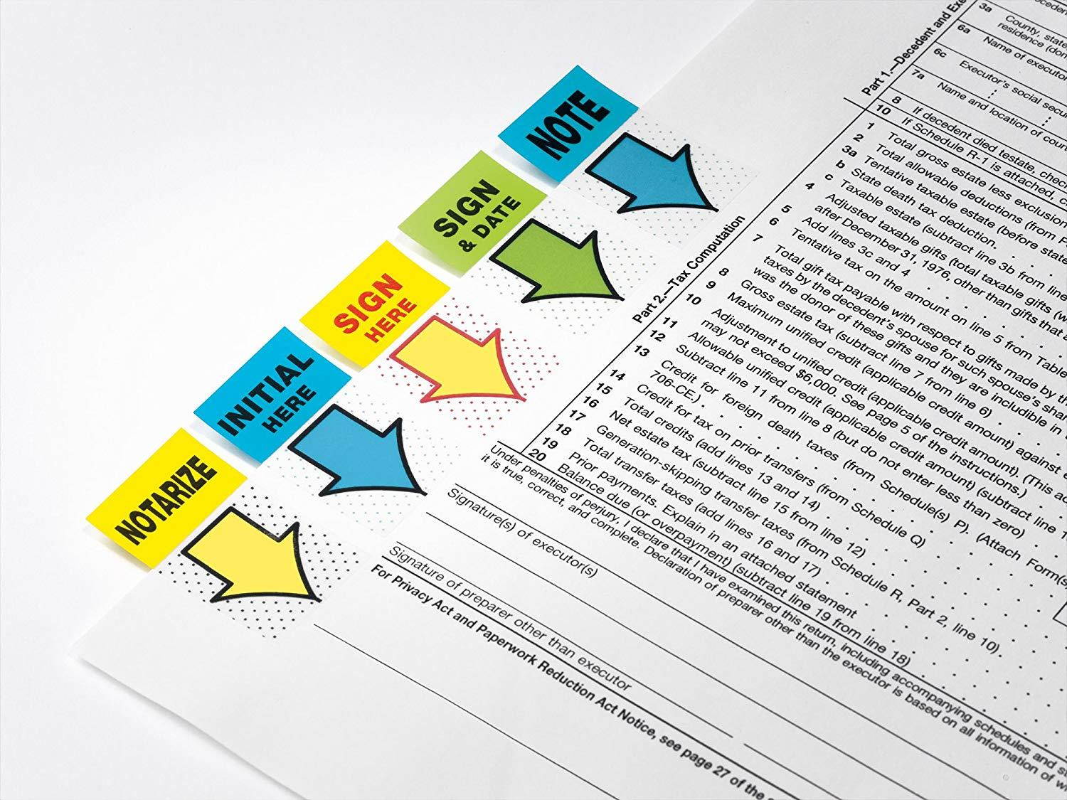 Post-it Message Flags,"Sign and Date", Bright Green, 1-Inch Wide, 200/Desk Grip Dispenser, 1-Dispenser/Pack