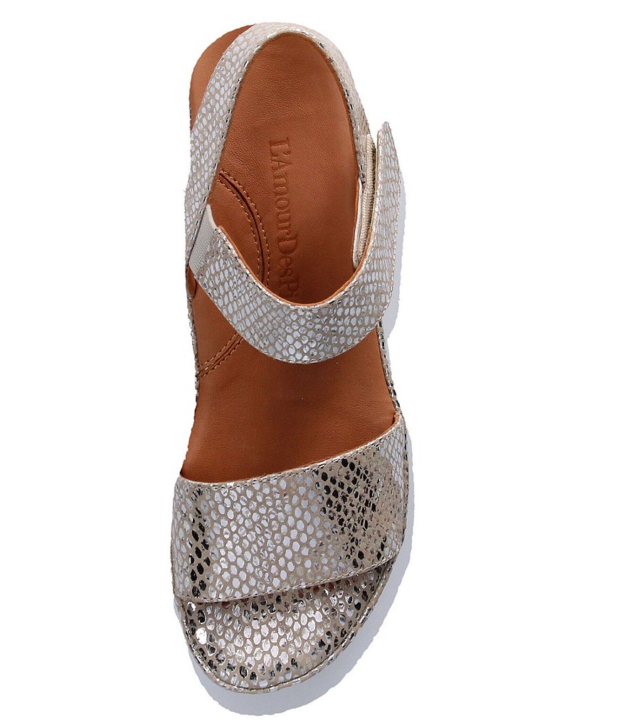 L'Amour Des Pieds Abrilla Snake Print Leather Platform Wedge Sandals