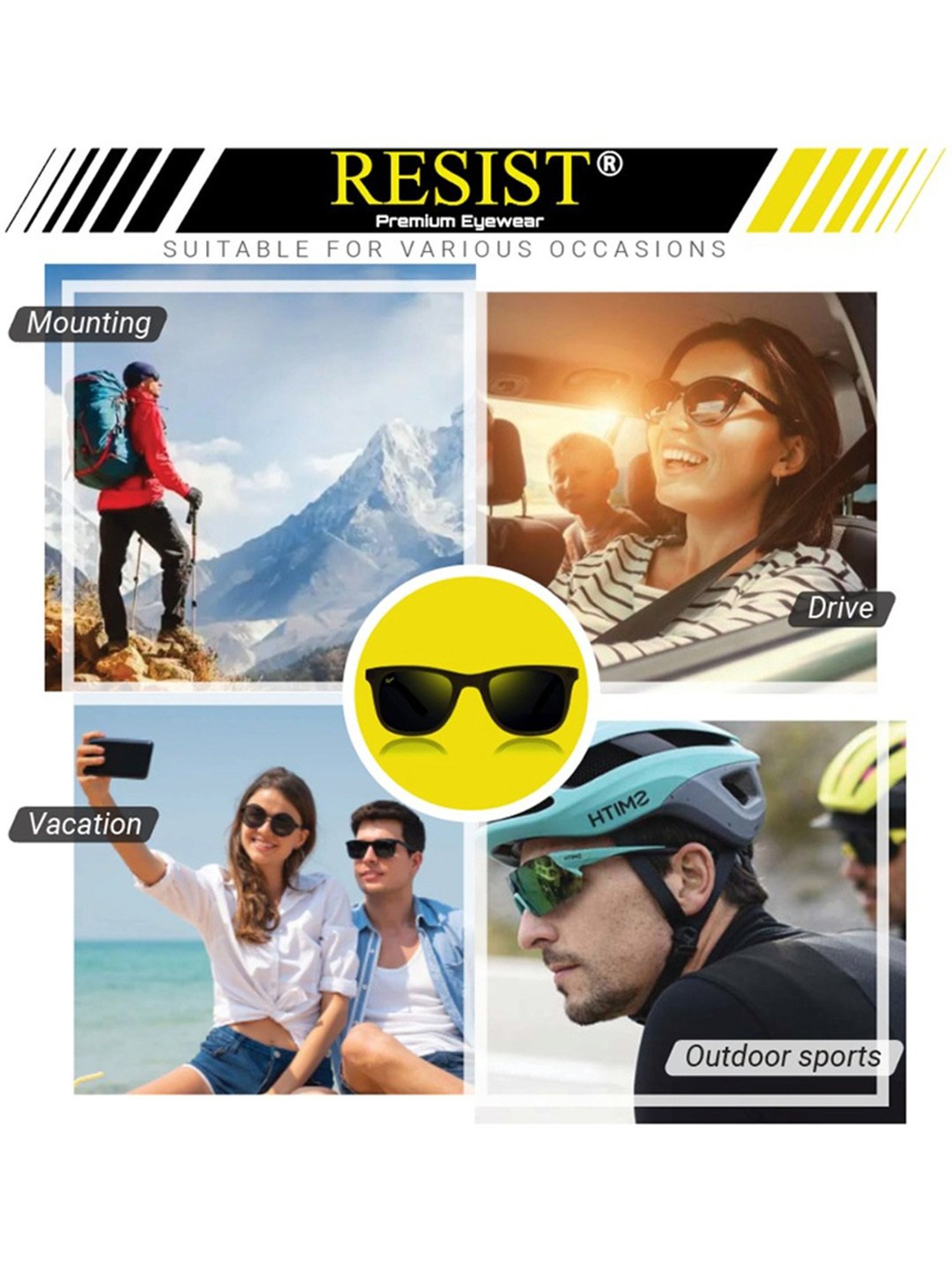 Resist Eyewear Black Wayfarer Unisex Sunglasses