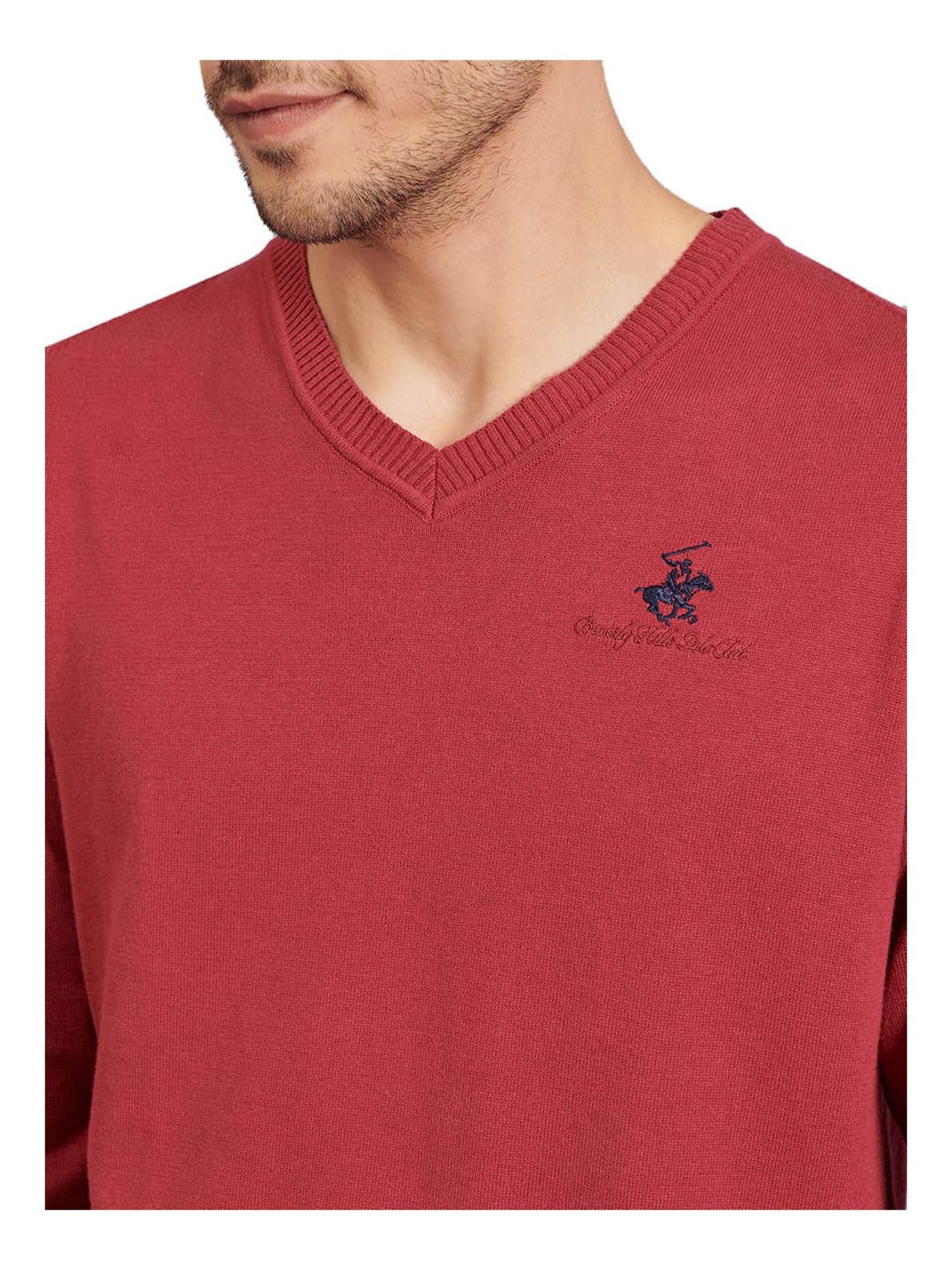 Beverly Hills Polo Club Maroon Regular Fit Sweater