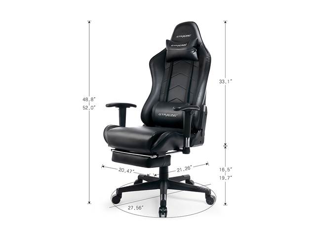 GTRACING Big and Tall Gaming Chair with Footrest Heavy Duty Adjustable Recliner with Headrest Lumbar Support Pillow High Back Ergonomic Leather Racing Computer Desk Executive Office Chair
