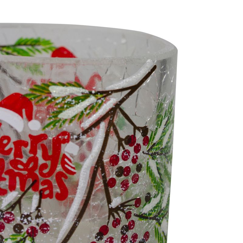 Northlight 2.75-Inch Cardinal and Pine Hand Painted Flameless Christmas Candle Holder