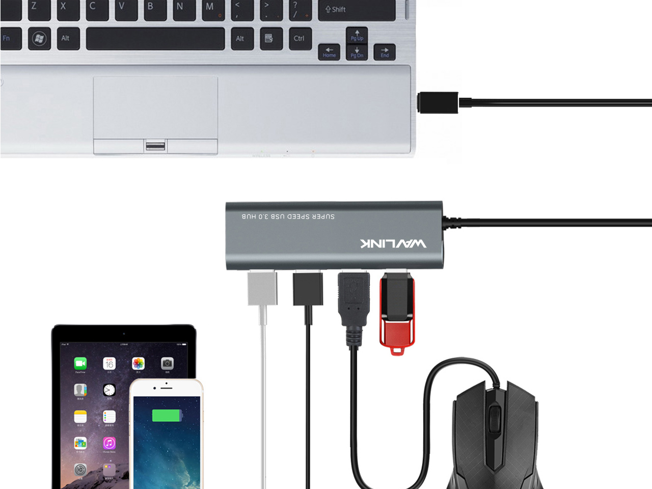 Wavlink USB C Hub, Type C Adapter Mini Docking Station with 4K HDMI Port, 2 USB 3.0, TF/SD Card Reader, USB-C PD3.0 100W  and Thunderbolt 3, LED indicator For MacBook Pro for MacBook Pro/Air