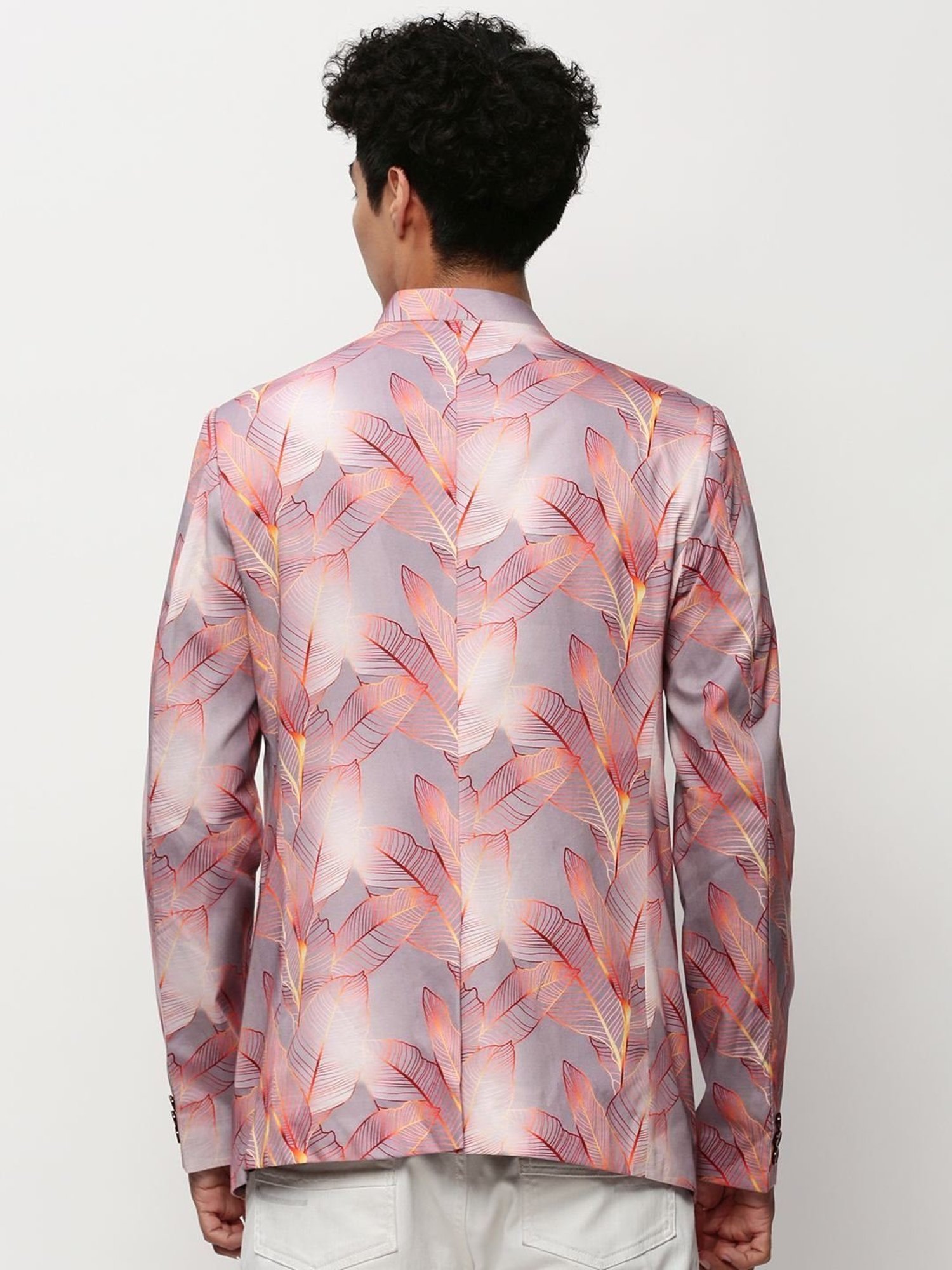 SHOWOFF Mauve Slim Fit Printed Blazer