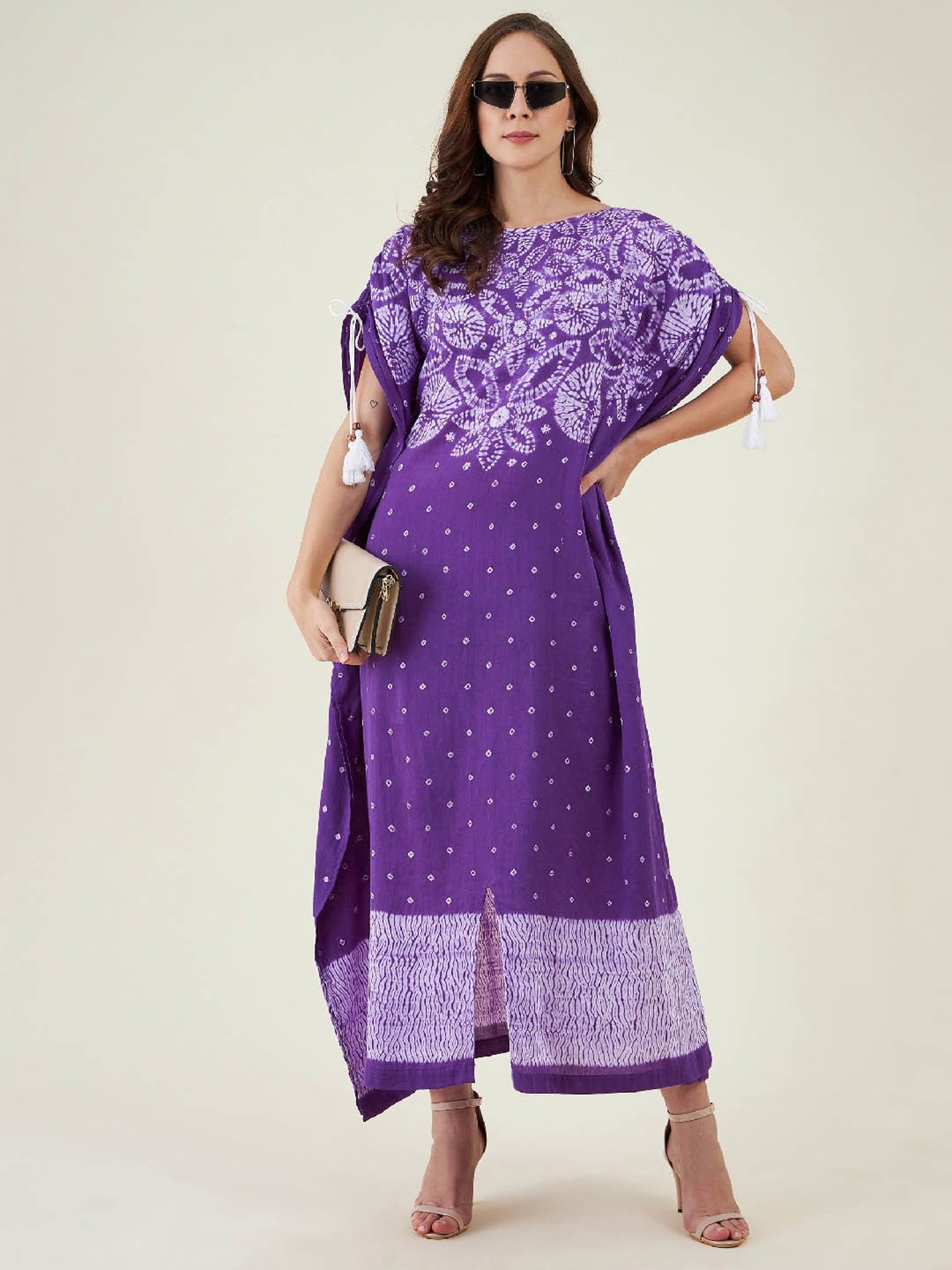 The Kaftan Company Violet Printed Kaftan Dress