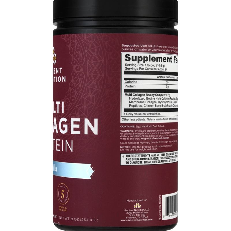 Ancient Nutrition MultiCollagen Protein Powder - Vanilla - 9oz