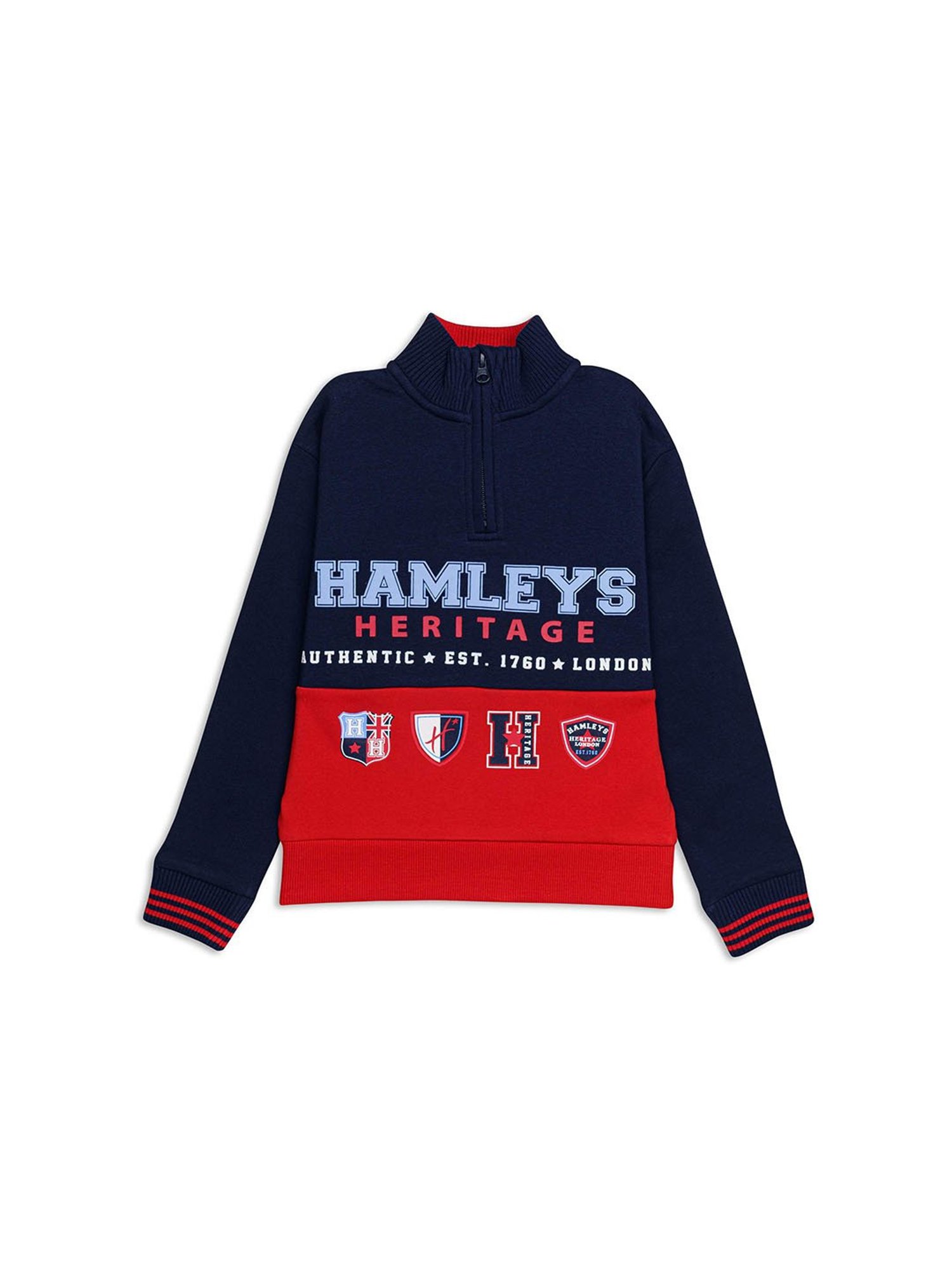 H by Hamleys Boys Navy & Red Color Block Full Sleeves Sweatshirt