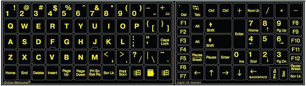 Glowing Reflective Fluorescent English US Lettering Keyboard Label