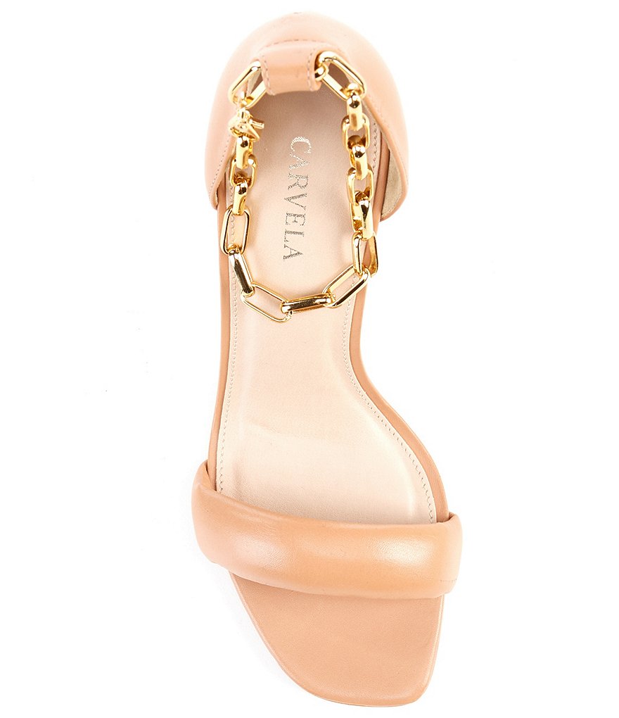 Carvela Glare Leather Chain Detail Ankle Strap Detail Dress Sandals