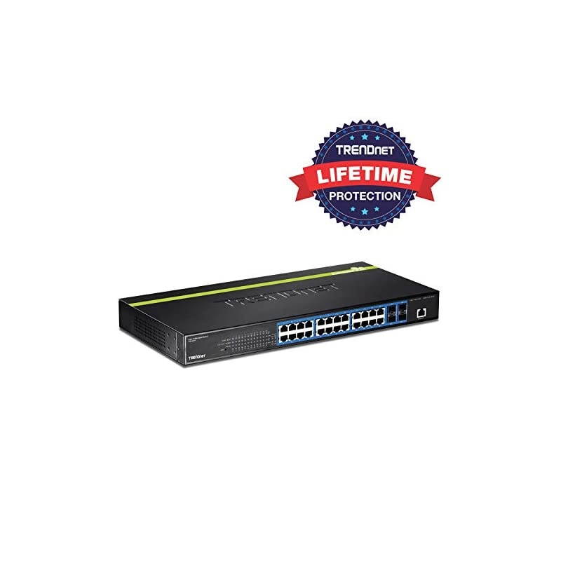 24-Port Gigabit Layer 2 Switch with 4 Shared Mini-GBIC Slots, 48 Gbps Switching Capacity, SNMP, Lifetime Protection, TL2-G244