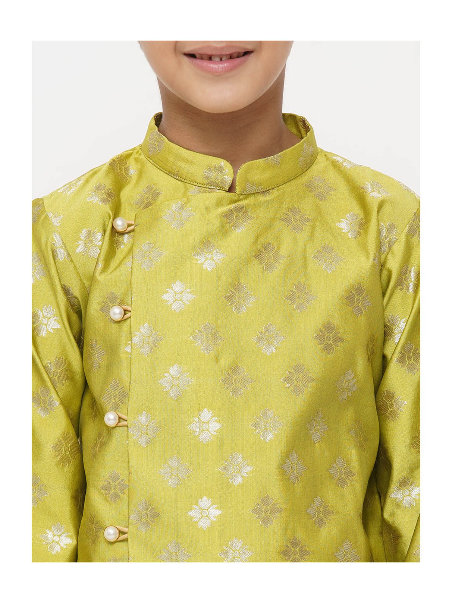 Little Bansi Green & White Printed 1 Kurta + 1 Pyjamas
