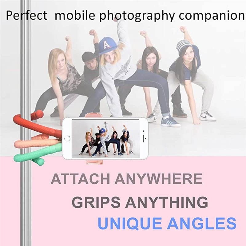 Phone Tripod Flexible Detachable Legs  Camera Stand Holder 12.6inch with Wireless Remote, Universal Clip Compatible with iPhone, Cellphones, iPad, Sports Camera (Blue)