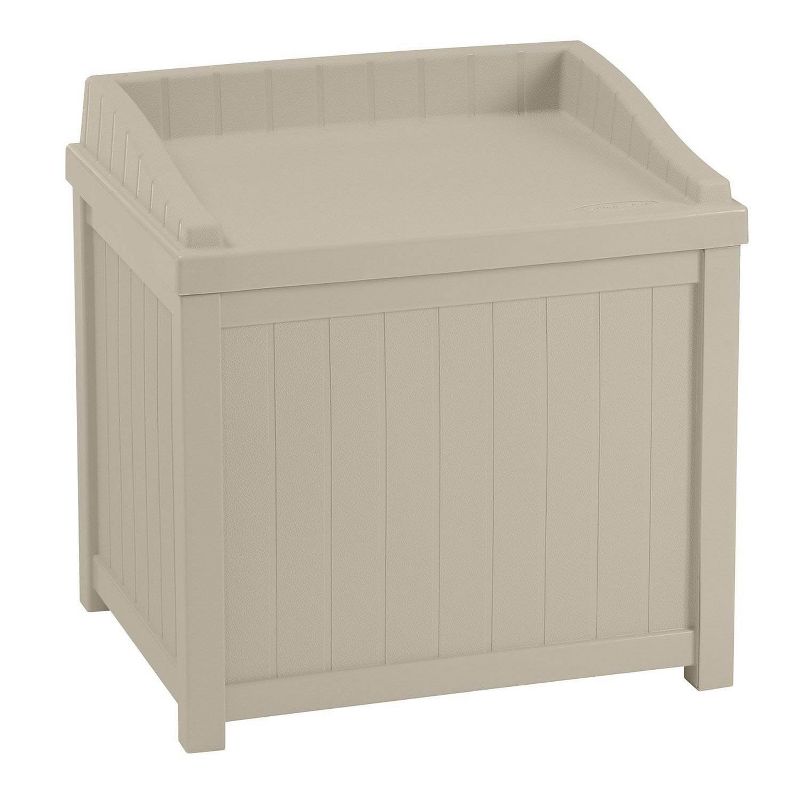 Suncast 22 Gallon Outdoor Storage Resin Patio Deck Box with Seat, Taupe (2 Pack)