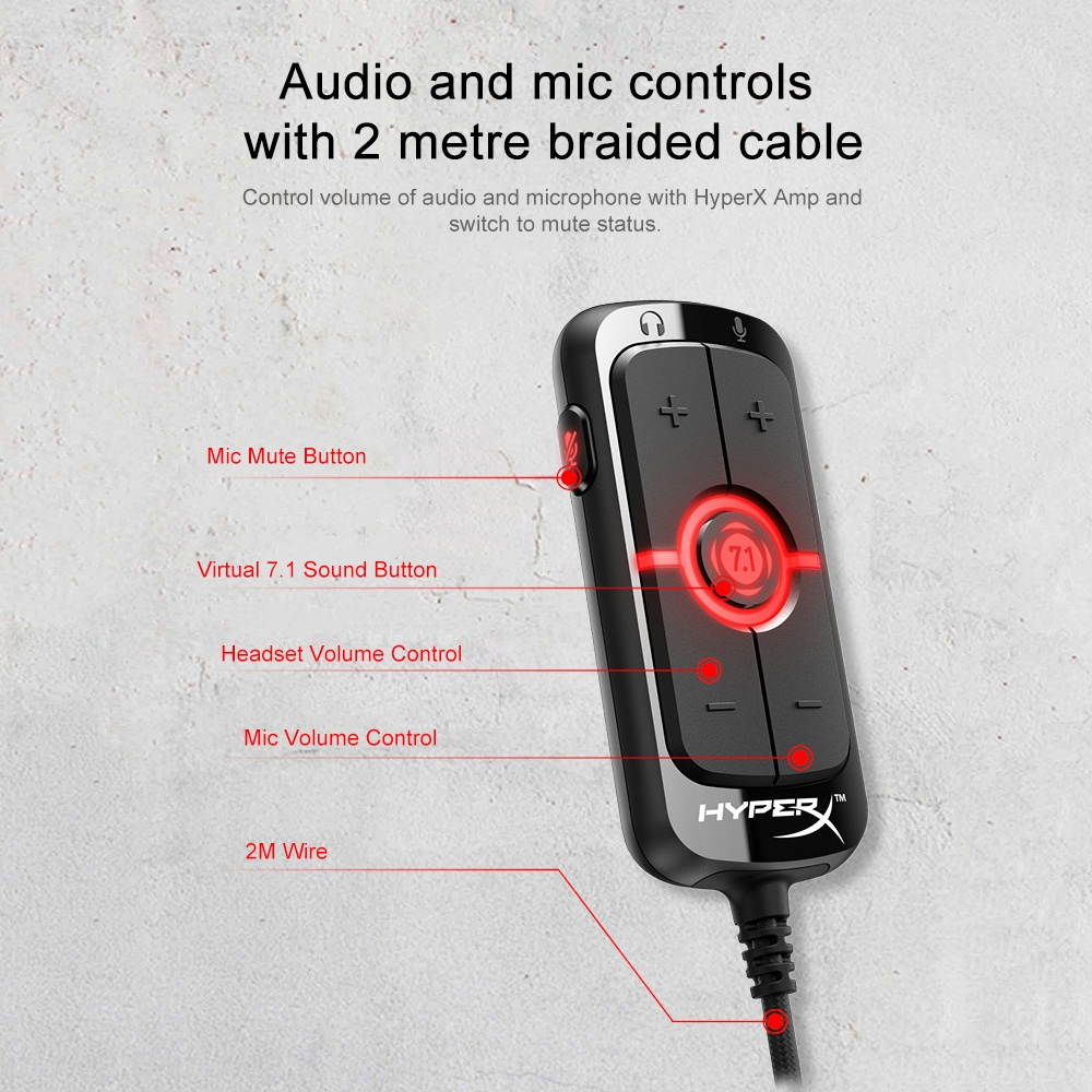 Kingston HyperX AMP USB Sound Card virtual 7.1 Surround Sound Built-in DPS Sound Card with 3.5mm Plug for Headset(HX-USCCAMSS-BK)