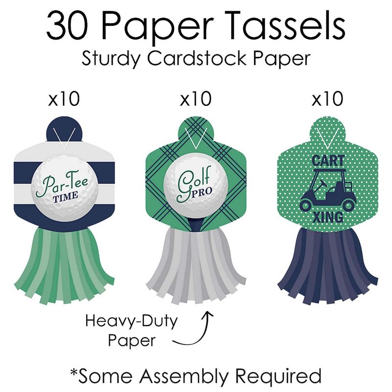 Big Dot of Happiness Par-Tee Time - Golf - 90 Chain Links and 30 Paper Tassels Decor Kit - Birthday or Retirement Party Paper Chains Garland - 21 feet